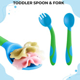 Baby Spoon and fork Set for Baby Feeding (Deep Lake Blue)